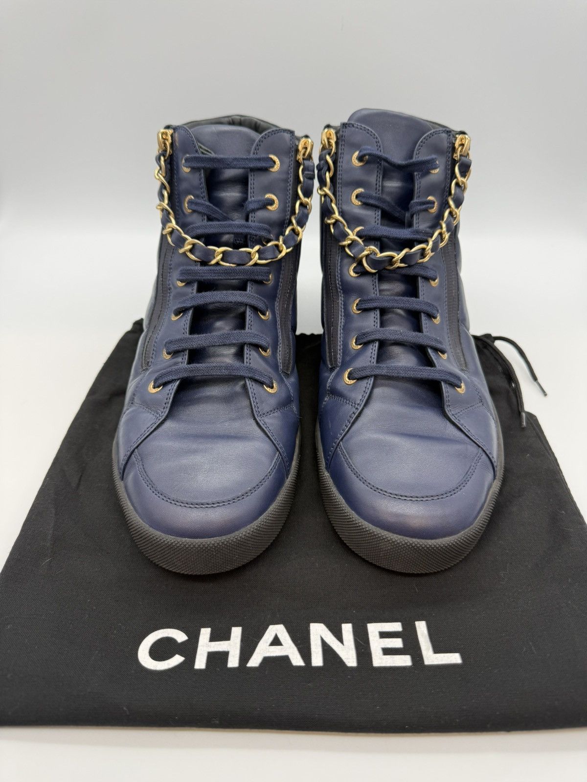 Chanel Chanel High-Top Sneakers in Navy Lamdskin Size US 11 / EU 44 - 18 Thumbnail