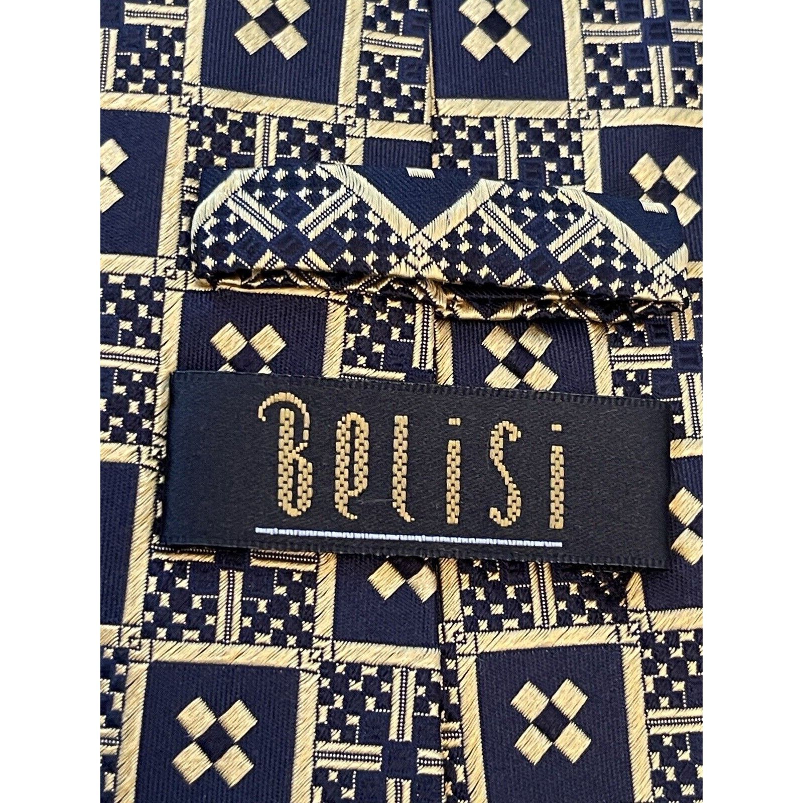 Other Belisi Gold 100% Silk Men’s Neck Tie Made In China Size ONE SIZE - 8 Thumbnail