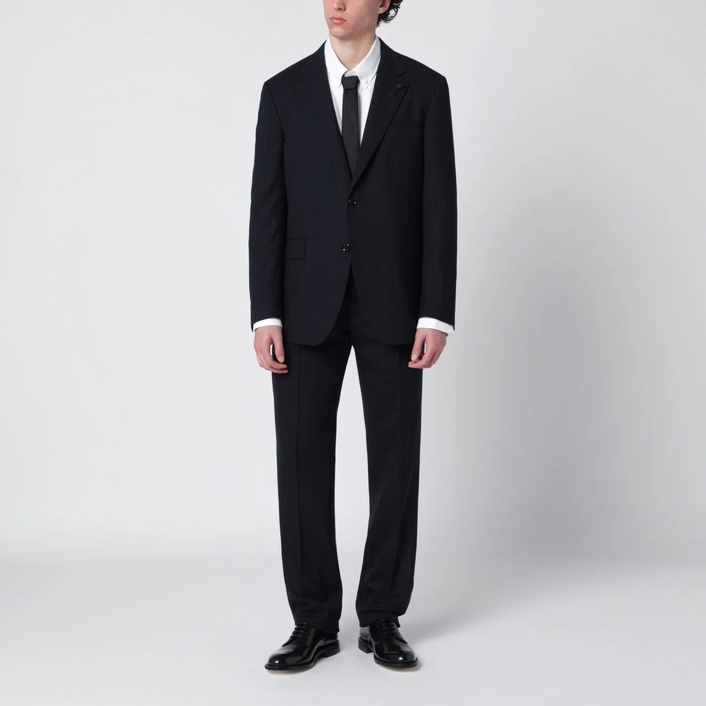Lardini o1d2blof0526 Pinstripe Wool Single-breasted Suits Navy Blue Size US L / EU 52-54 / 3 - 1 Thumbnail