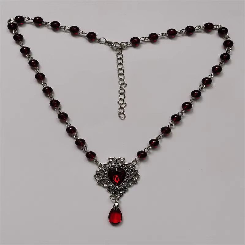 Jewelry Romantic Gothic Heart Rosary Necklace Size ONE SIZE - 3 Thumbnail