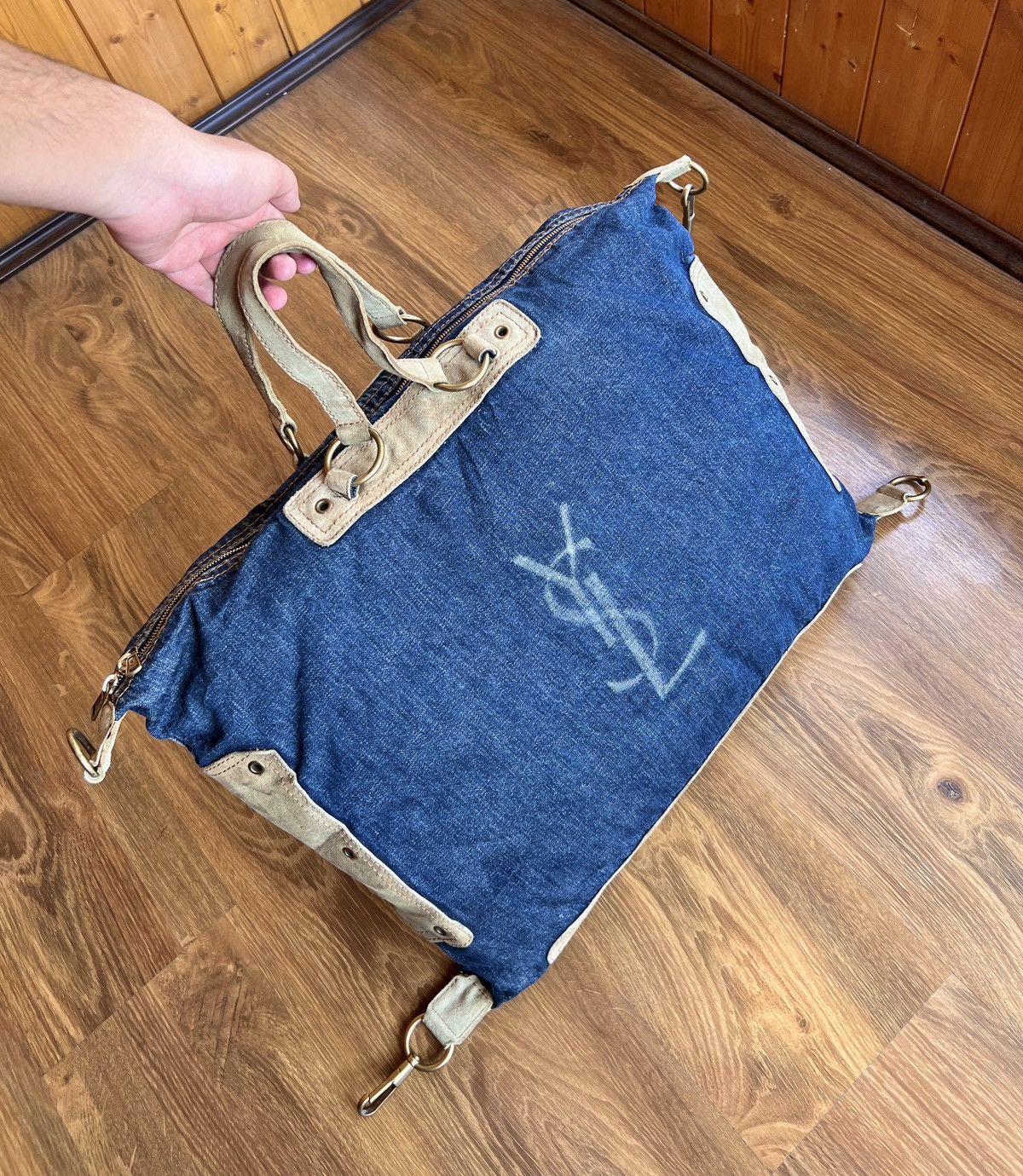 Yves Saint Laurent Rare YSL Rive Gauche Denim Tote / Shoulder / Duffle Bag Size ONE SIZE - 11 Thumbnail