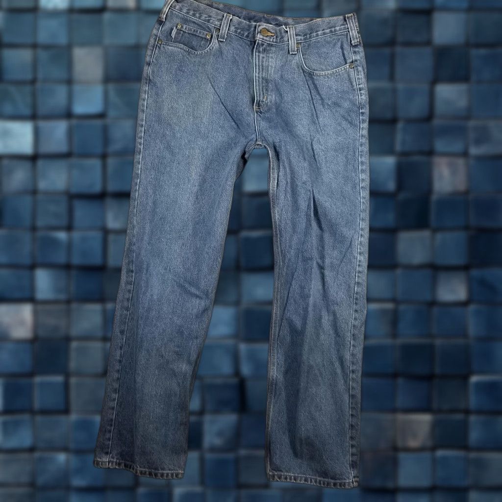Carhartt VINTAGE? Carhartt Jeans Men's 38x32 Blue Relaxed Fit Straight Leg Denim Workwear 5-Pocket Zip Fly Carhartt Logo Patch Mens 38x32 Size US 38 / EU 54 - 1 Thumbnail