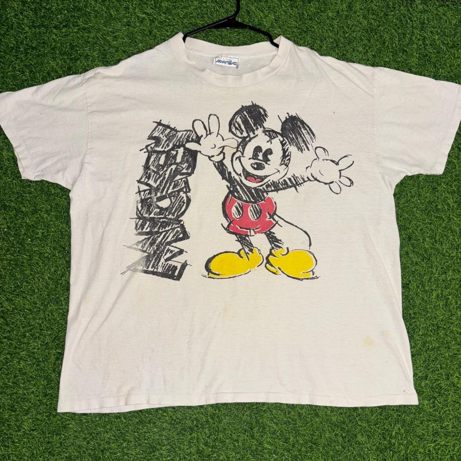 Mickey Mouse Vintage Cream Jacques Moret Mickey Mouse Sketch Graphic Tee Size US XL / EU 56 / 4 - 1 Thumbnail