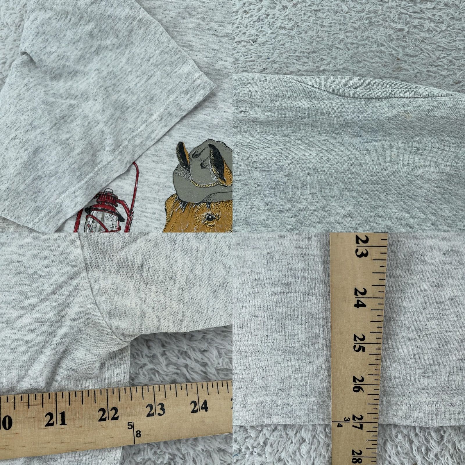 Jerzees VINTAGE T-Shirt Animals Large Horse Cow Pig 90s Gray Mens Size US L / EU 52-54 / 3 - 8 Thumbnail