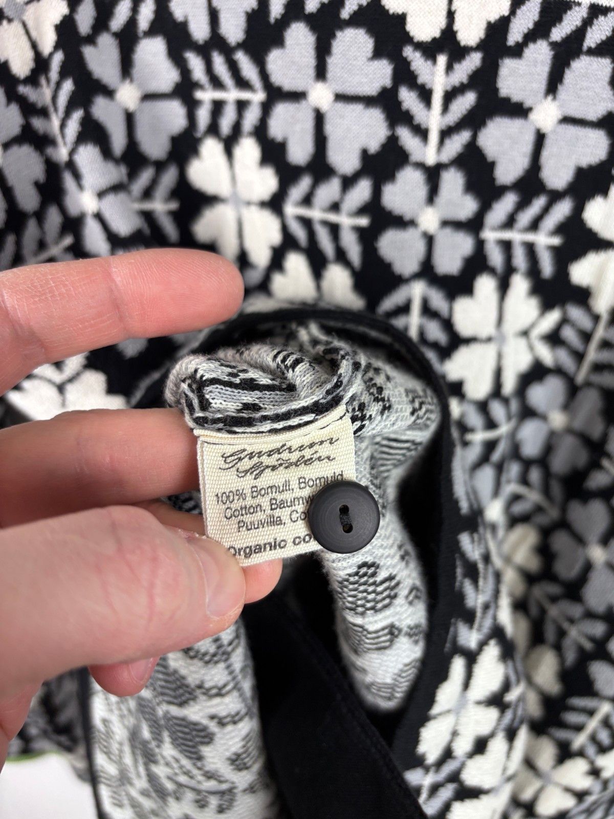 Gudrun Sjoden Gudrun Sjoden Floral Cardigan Organic Cotton Black White XL Size XL / US 12-14 / IT 48-50 - 8 Thumbnail