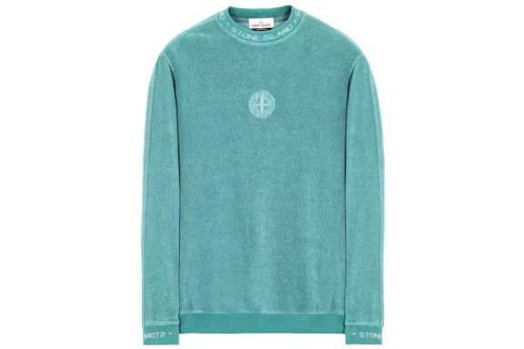 Stone Island o1mle0724 Organic Cotton Terry Fleece Sweatshirts in Aqua Size US XXL / EU 58 / 5 - 1 Thumbnail