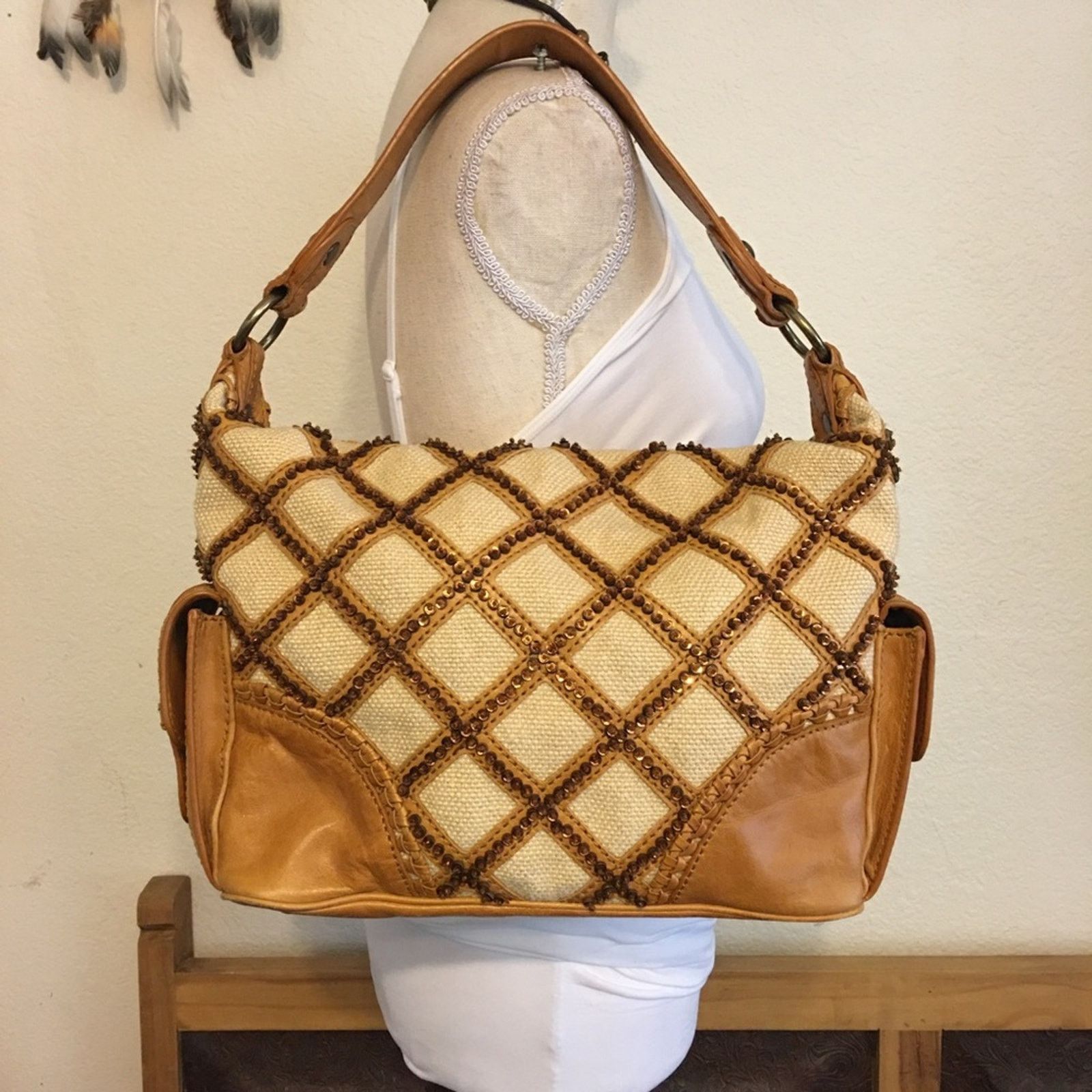 Vintage Vintage Isabella Fiore lattice leather beaded bag Size ONE SIZE - 4 Thumbnail