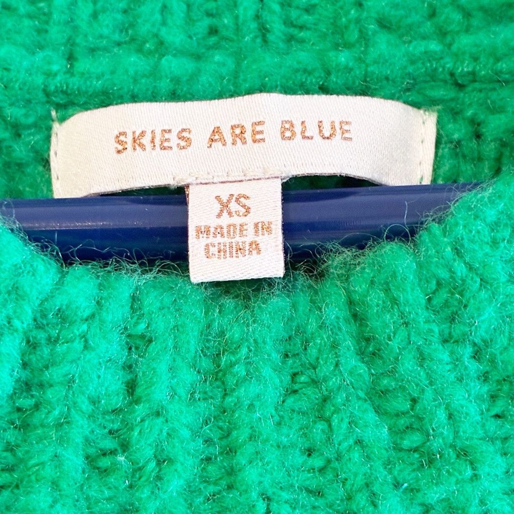 Other Skies are Blue Green Cable Knit Pearl Embellished Sweater XS Size XS / US 0-2 / IT 36-38 - 7 Thumbnail