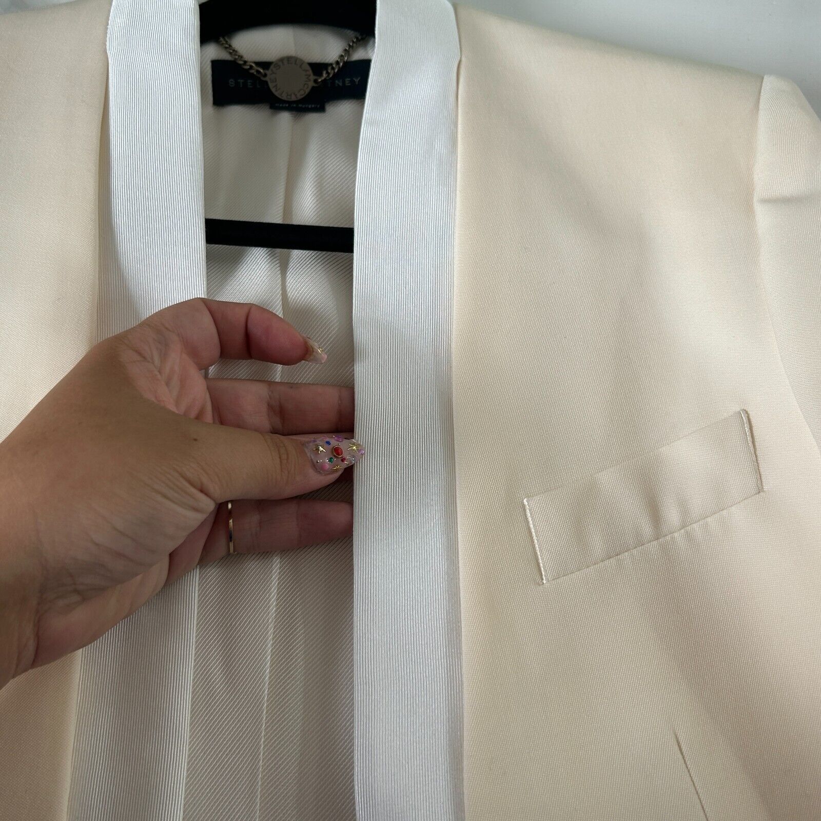 Stella McCartney Stella McCartney Cream White Lapel 1-Button Blazer 42 / 12 Size XL / US 12-14 / IT 48-50 - 4 Thumbnail