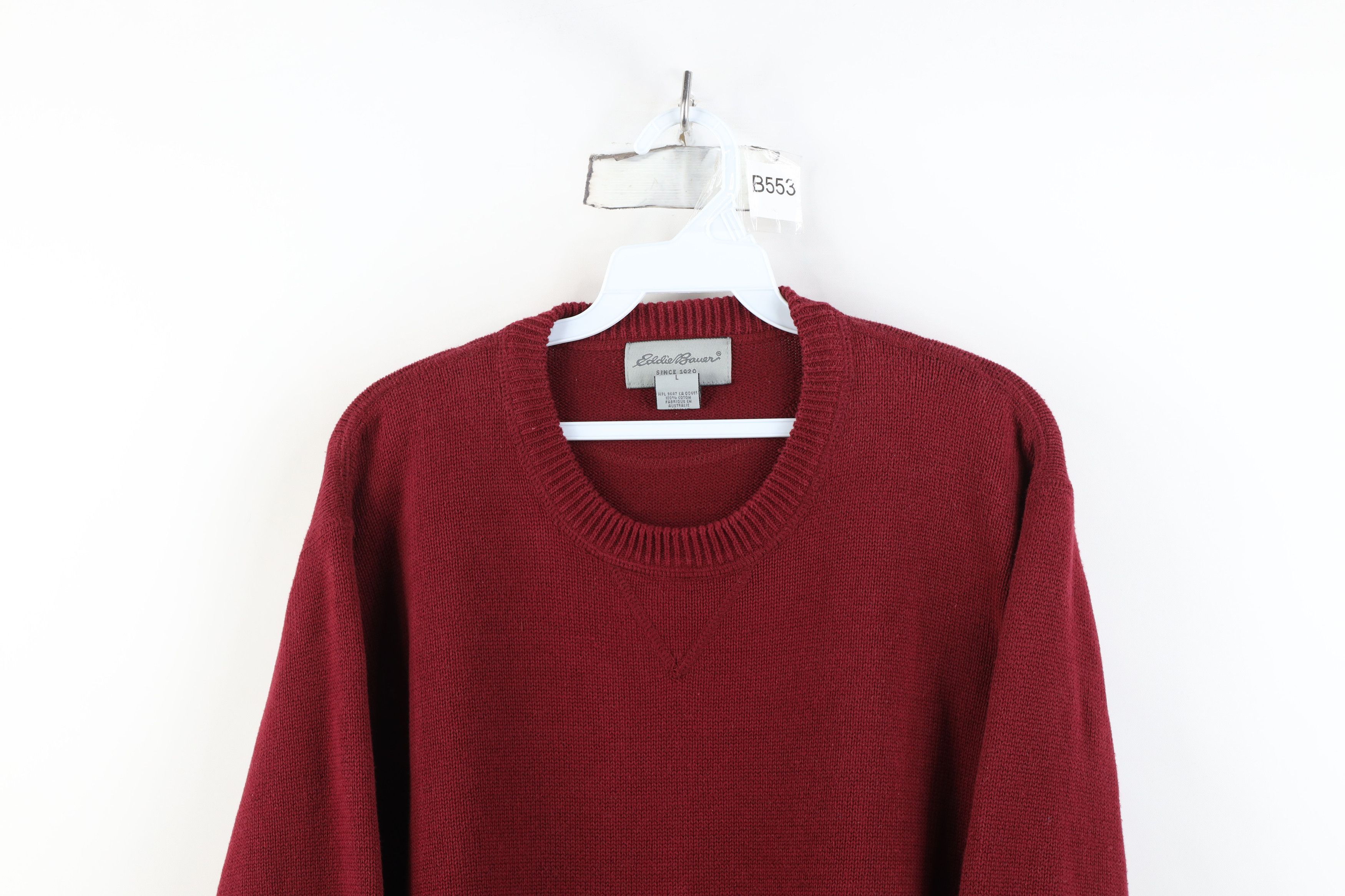 Eddie Bauer Vintage 90s Eddie Bauer Cotton Ribbed Knit Sweater Red Size US L / EU 52-54 / 3 - 2 Thumbnail