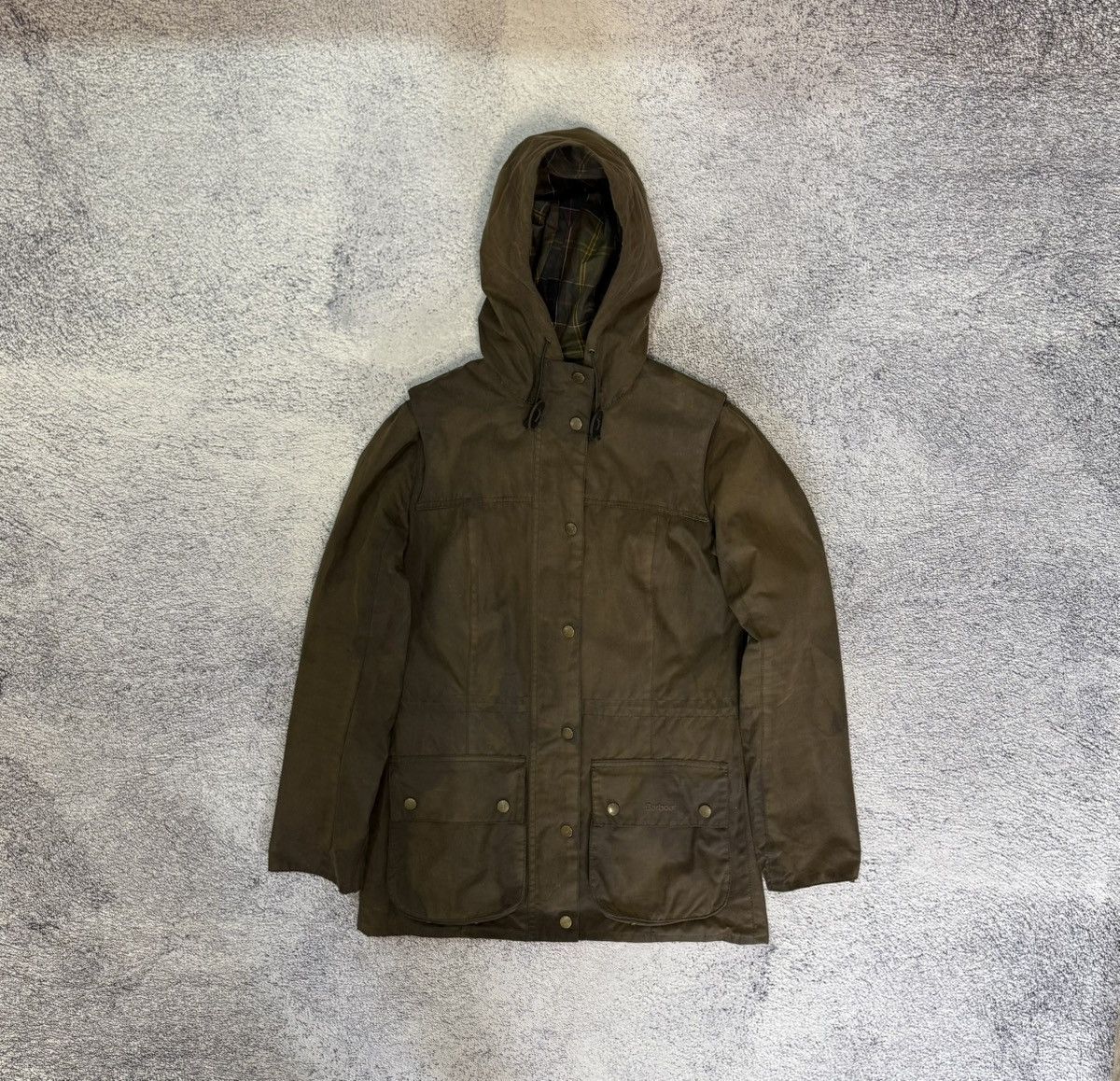 バブアー Barbour Wax Durham レディース UK：8 Barbour Durham Wax Jacket Women UK8 US4 Brown Hooded Vintage