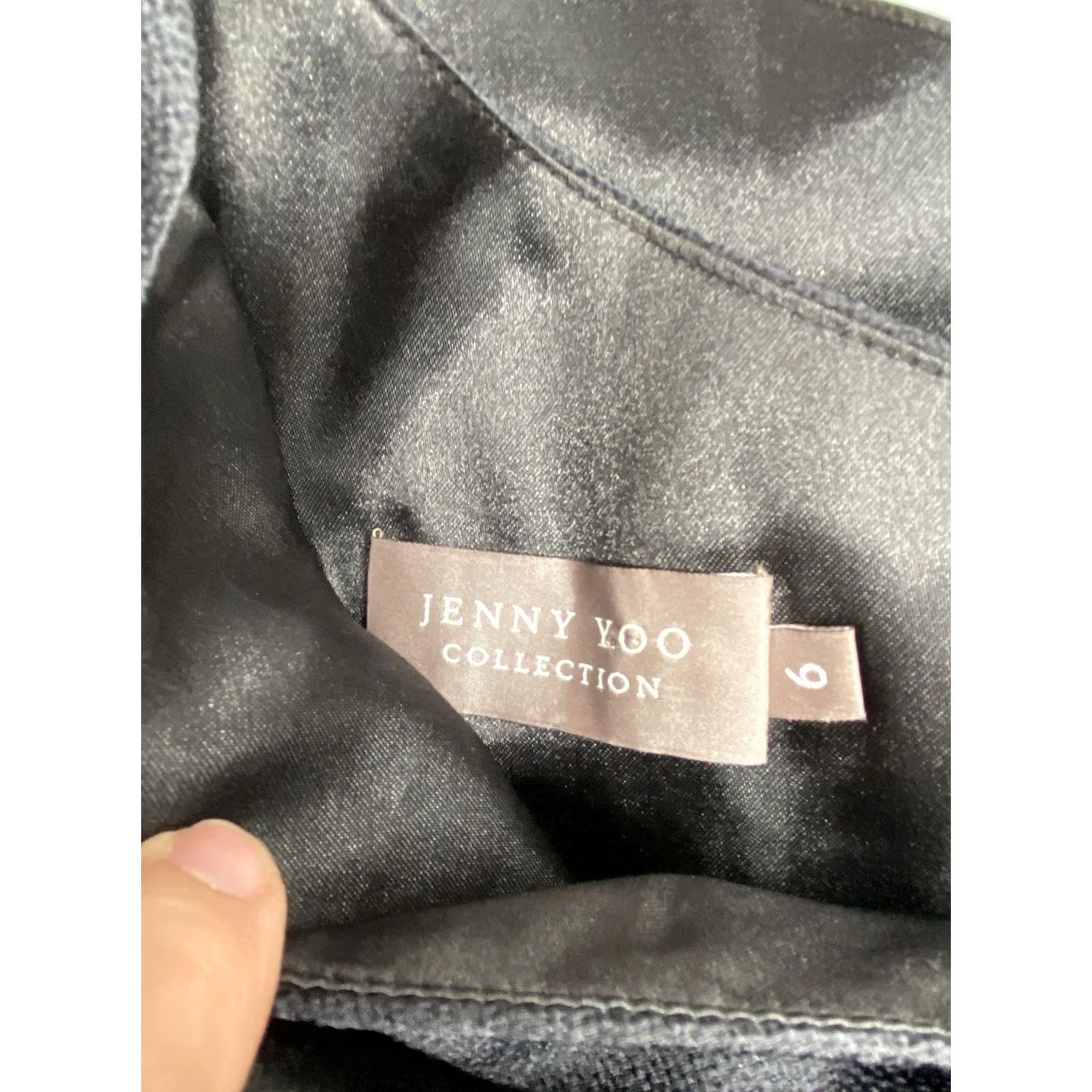 Vintage Jenny Yoo Dress Womens 6 Black One Shoulder Cocktail With Sash V Side Zip Satin Dress Size M / US 6-8 / IT 42-44 - 7 Thumbnail
