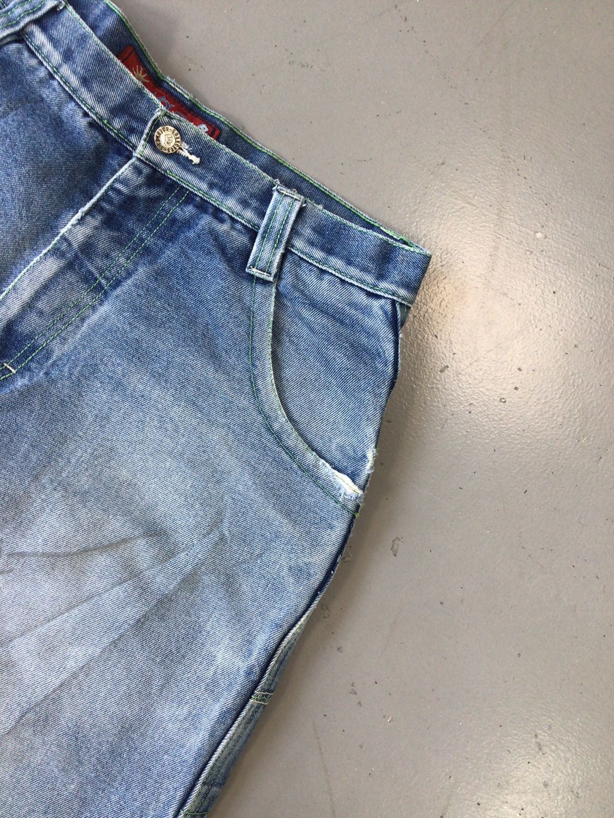JNCO × Southpole × Vintage Vintage snakeyes SpellOut embroidered flared denim Size US 33 - 6 Thumbnail