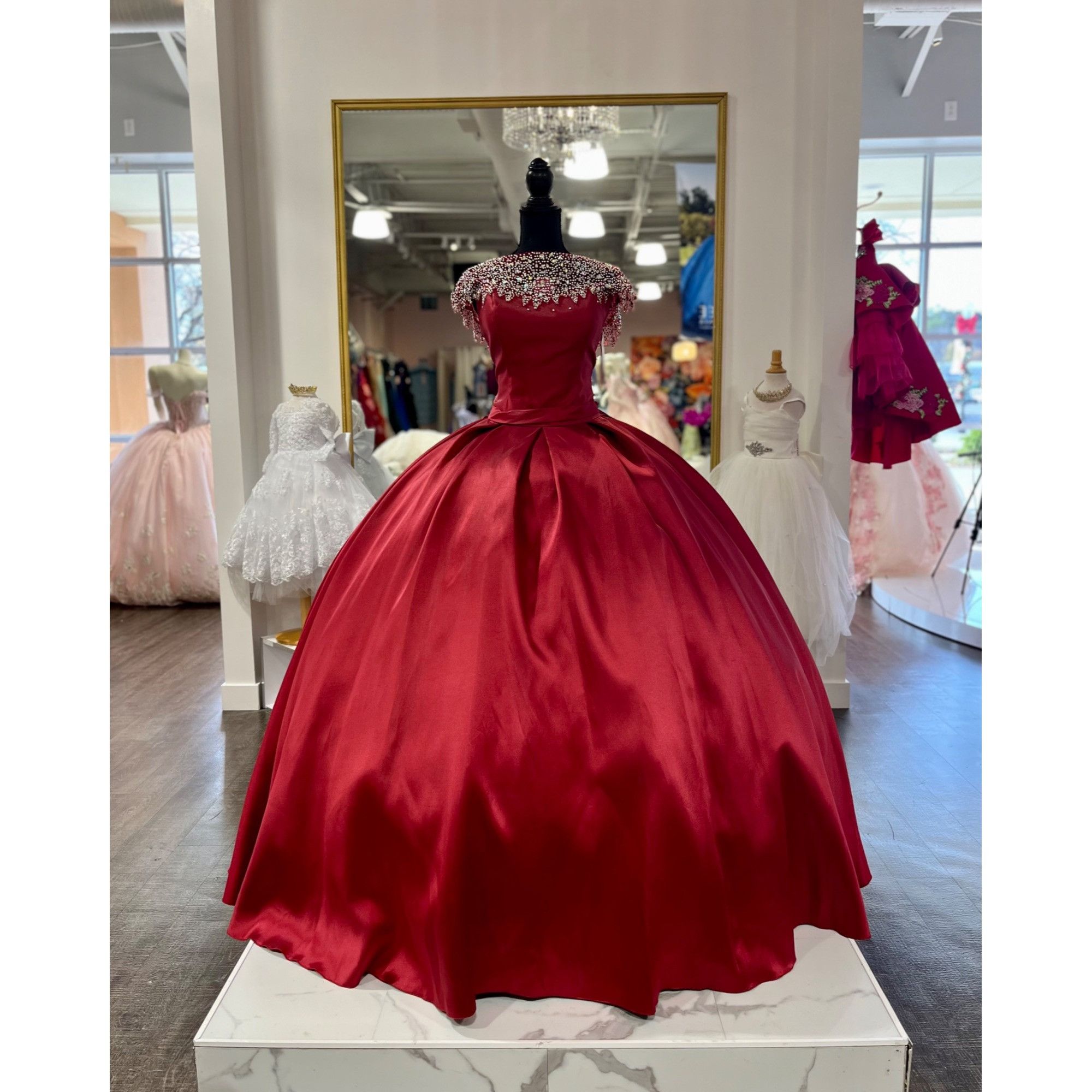 Other House of Wu Lace-up Ballgown 12 Wine Mikado Fabric Size XL / US 12-14 / IT 48-50 - 3 Thumbnail