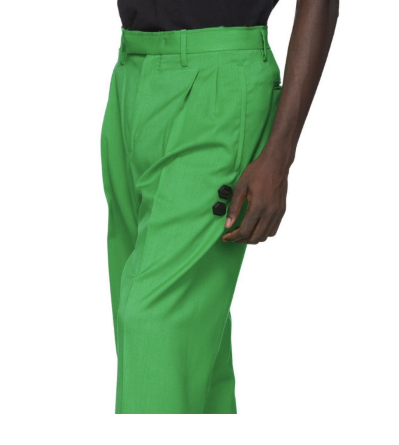 Off-White Off-White FW19 RUNWAY Green Wool Classic Trousers Size US 37 - 4 Thumbnail