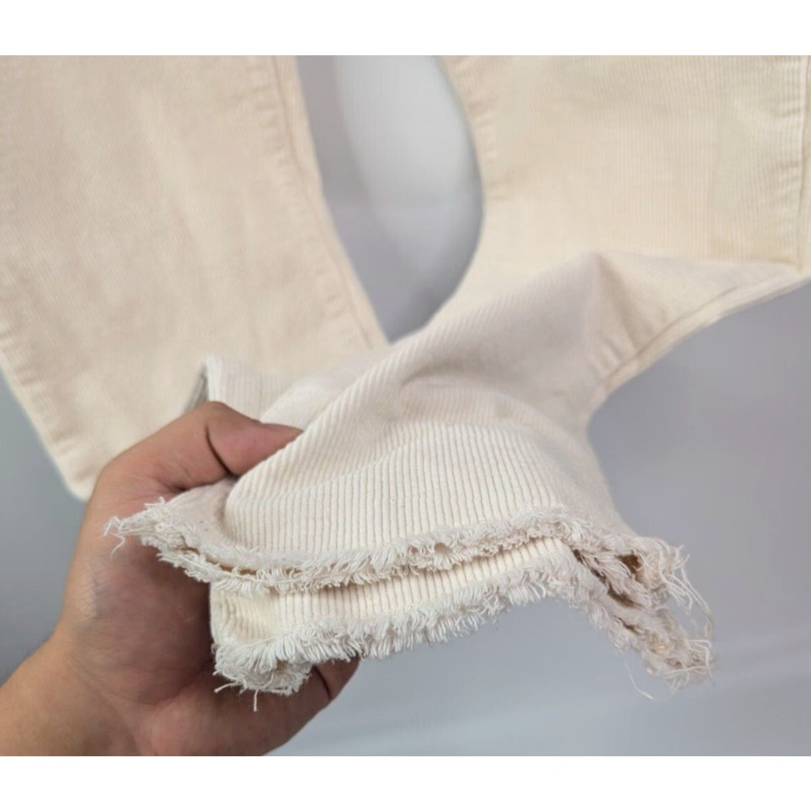 Vintage Circle of Trust Womens Pants Amber Rib Corduroy Drawstring Ivory 27 Size 27" / US 4 / IT 40 - 3 Thumbnail