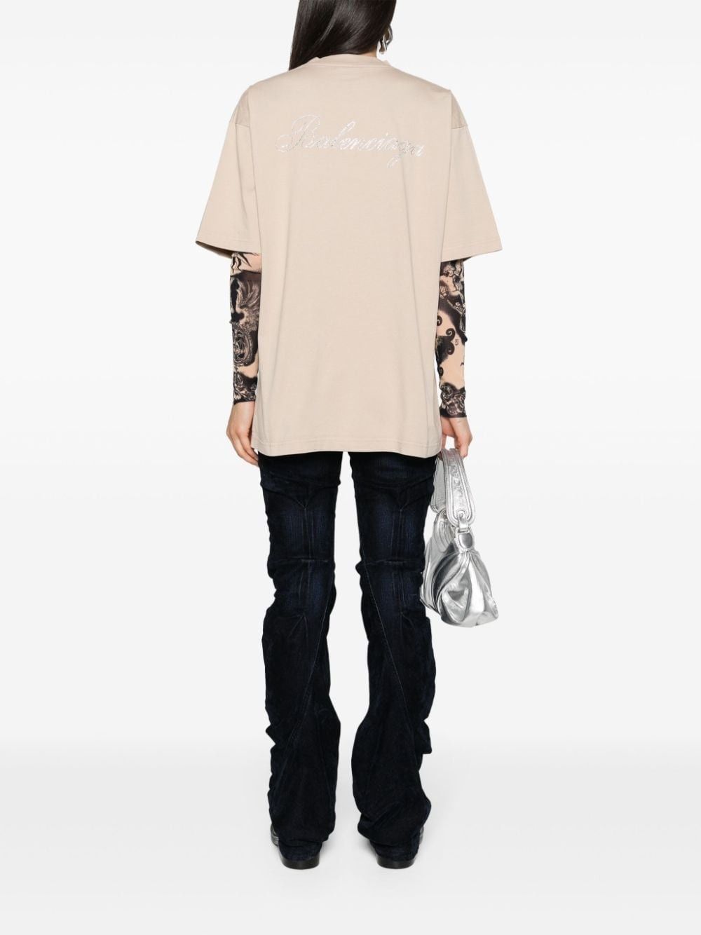Balenciaga o1srvl11e0425 Large Fit T-Shirt in Light Beige Size M / US 6-8 / IT 42-44 - 2 Thumbnail