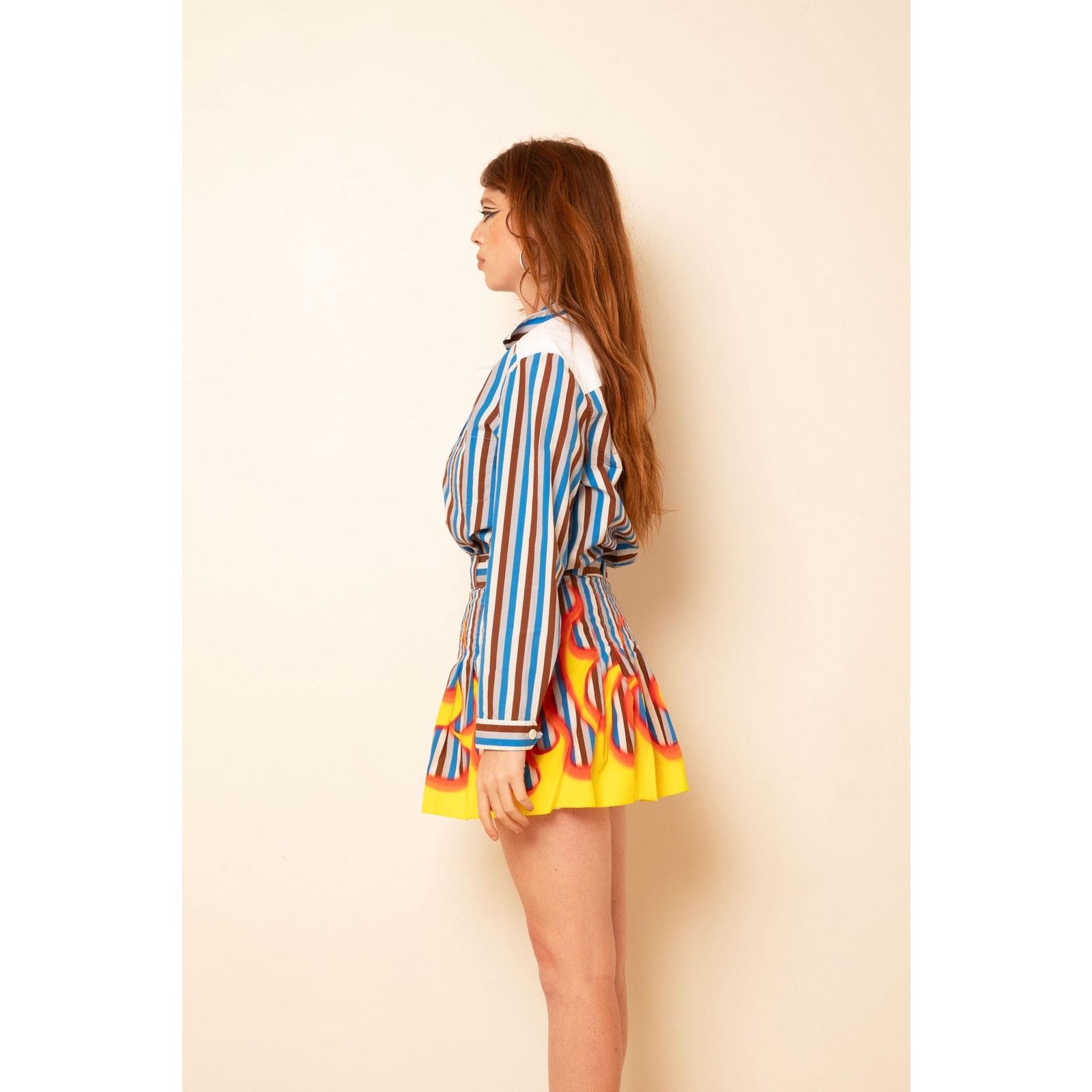 Prada PRADA Stripe + Flame Print Cotton Poplin Set Size M / US 6-8 / IT 42-44 - 5 Thumbnail