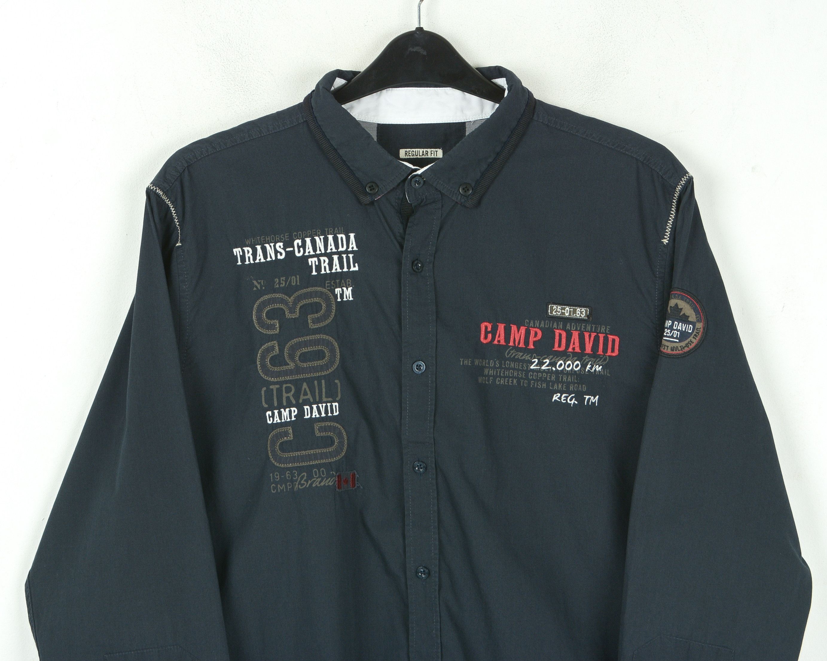 Camp David Button Up Regular Fit Shirt Formal Blue Embroidery Casual Size US XL / EU 56 / 4 - 2 Thumbnail