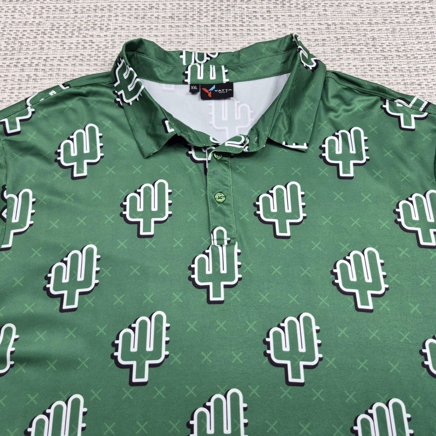 Vintage Yatta Golf Polo Golf Shirt Mens 2XL Green Cactus Arizona Performance Stretch Size US XXL / EU 58 / 5 - 4 Thumbnail