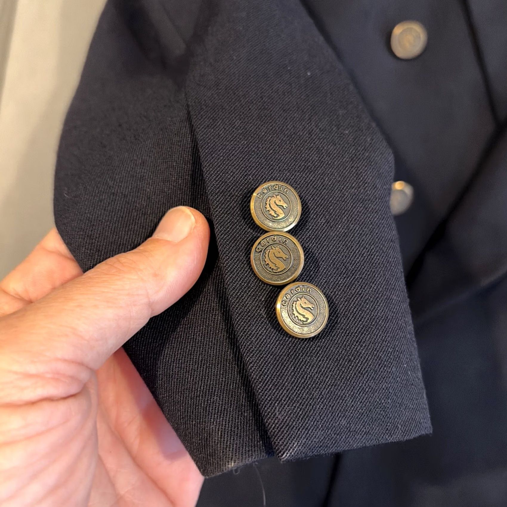 Pierre Cardin VINTAGE Pierre Cardin Blazer Wool Navy Double Breasted Gold Buttons 42R 41L Mens Jacket Sport Coat Size 42R - 2 Thumbnail