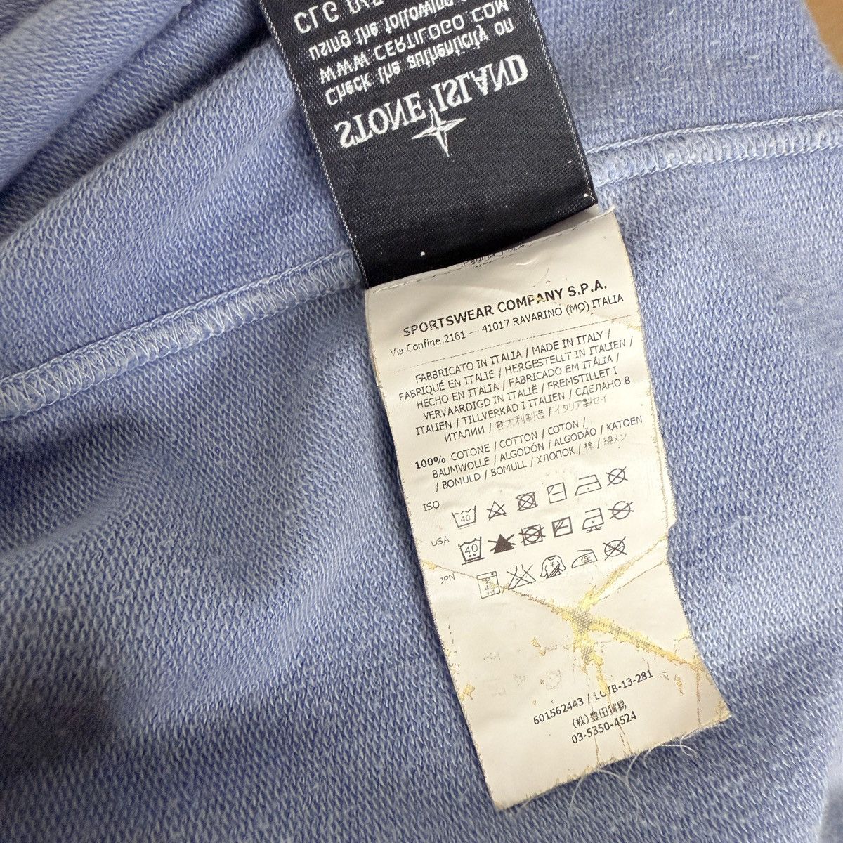 Stone Island Stone Island 2014 Washed Blue Badge Light Sweatshirt Hoodie Size US XL / EU 56 / 4 - 8 Thumbnail