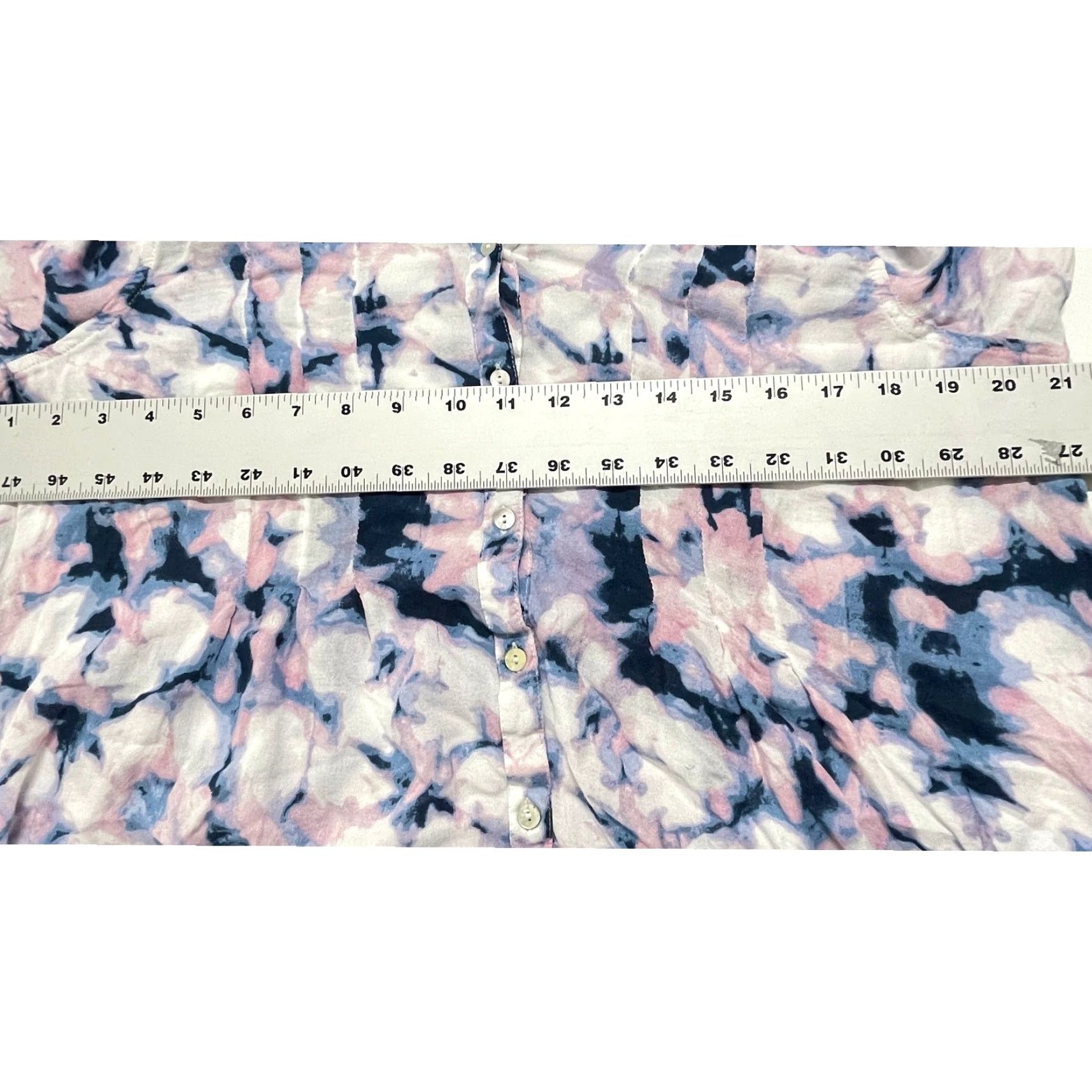 Vintage VINTAGE America Blouse Shirt Women XL Pink Blue Pastel Roll Tab Sleeves Abstract Long Sleeve Button Casual Office Size XL / US 12-14 / IT 48-50 - 5 Thumbnail