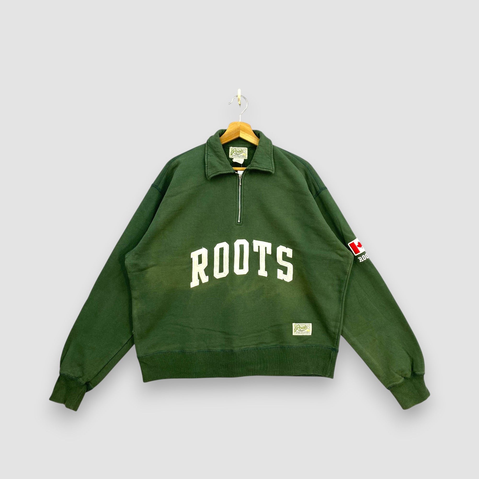 Vintage Vintage Roots Athletics 1/4 Zip Spellout Sweatshirt Canada Size US XL / EU 56 / 4 - 1 Thumbnail