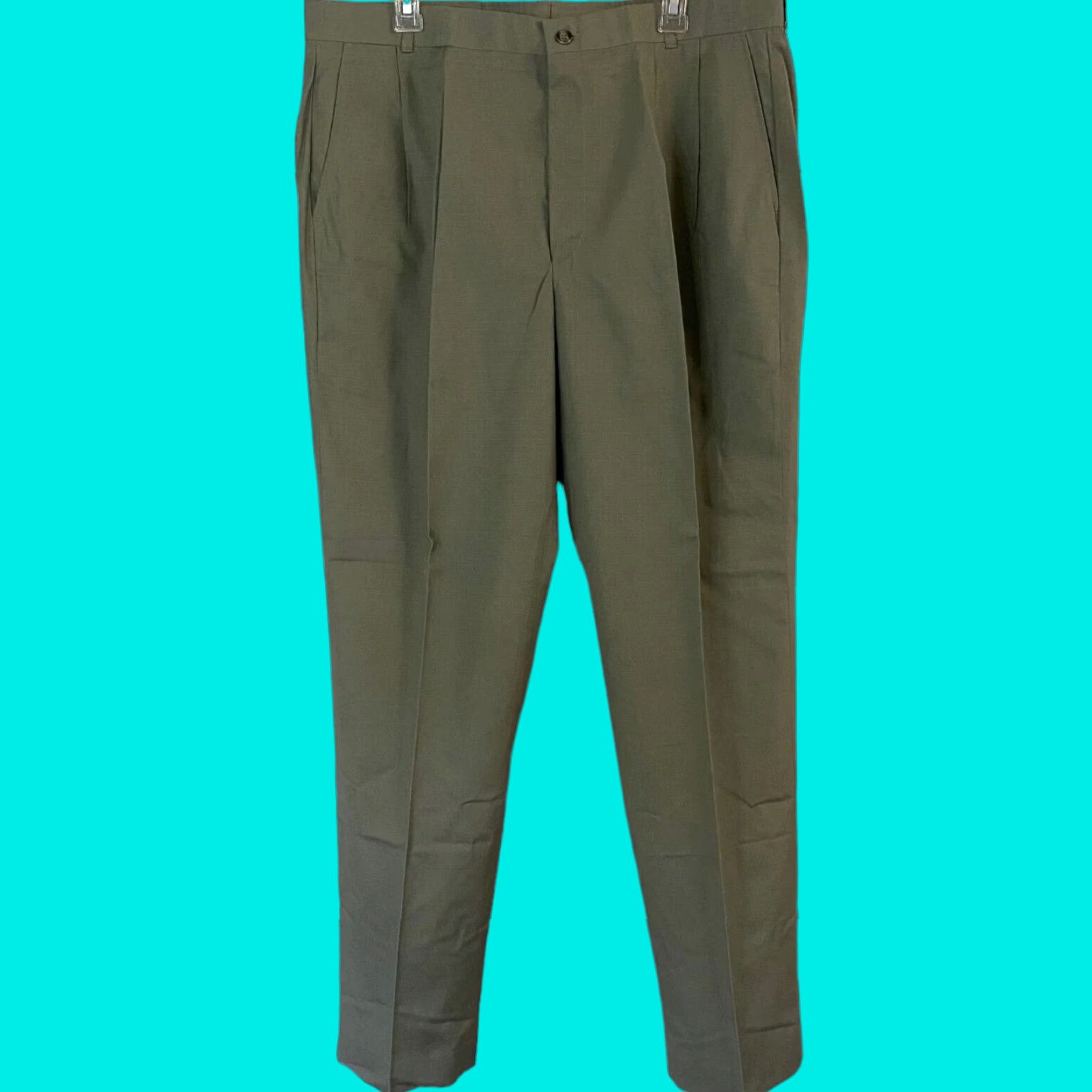 J Brand VINTAGE Rattlers Brand Pleated Dress Pants Mens 38X33 Green Ripstop Casual Workwear Size US 38 / EU 54 - 1 Thumbnail
