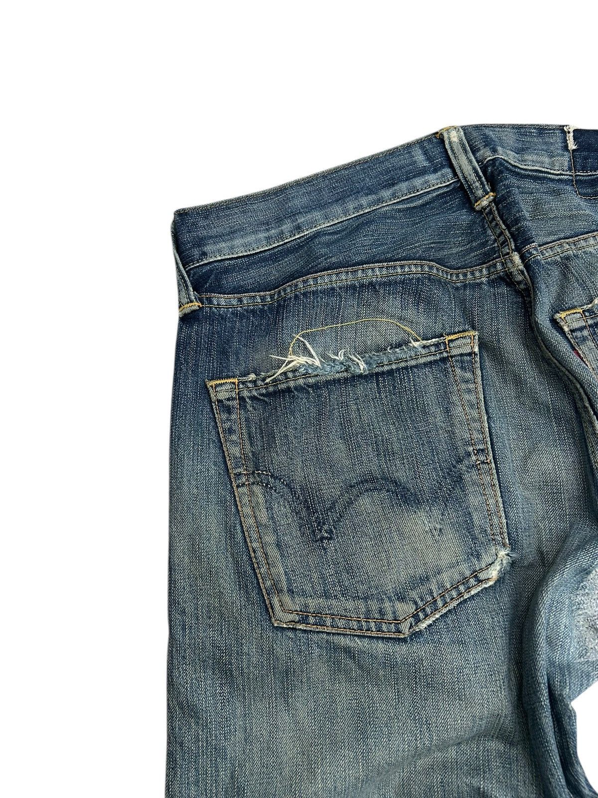 Edwin × Japanese Brand Edwin 503 Blue Trip Mud Washed Baggy Distressed Denim Size US 35 - 17 Thumbnail