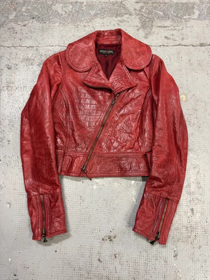 Roberto Cavalli × Vintage 2000s Roberto Cavalli Red Roses Suede