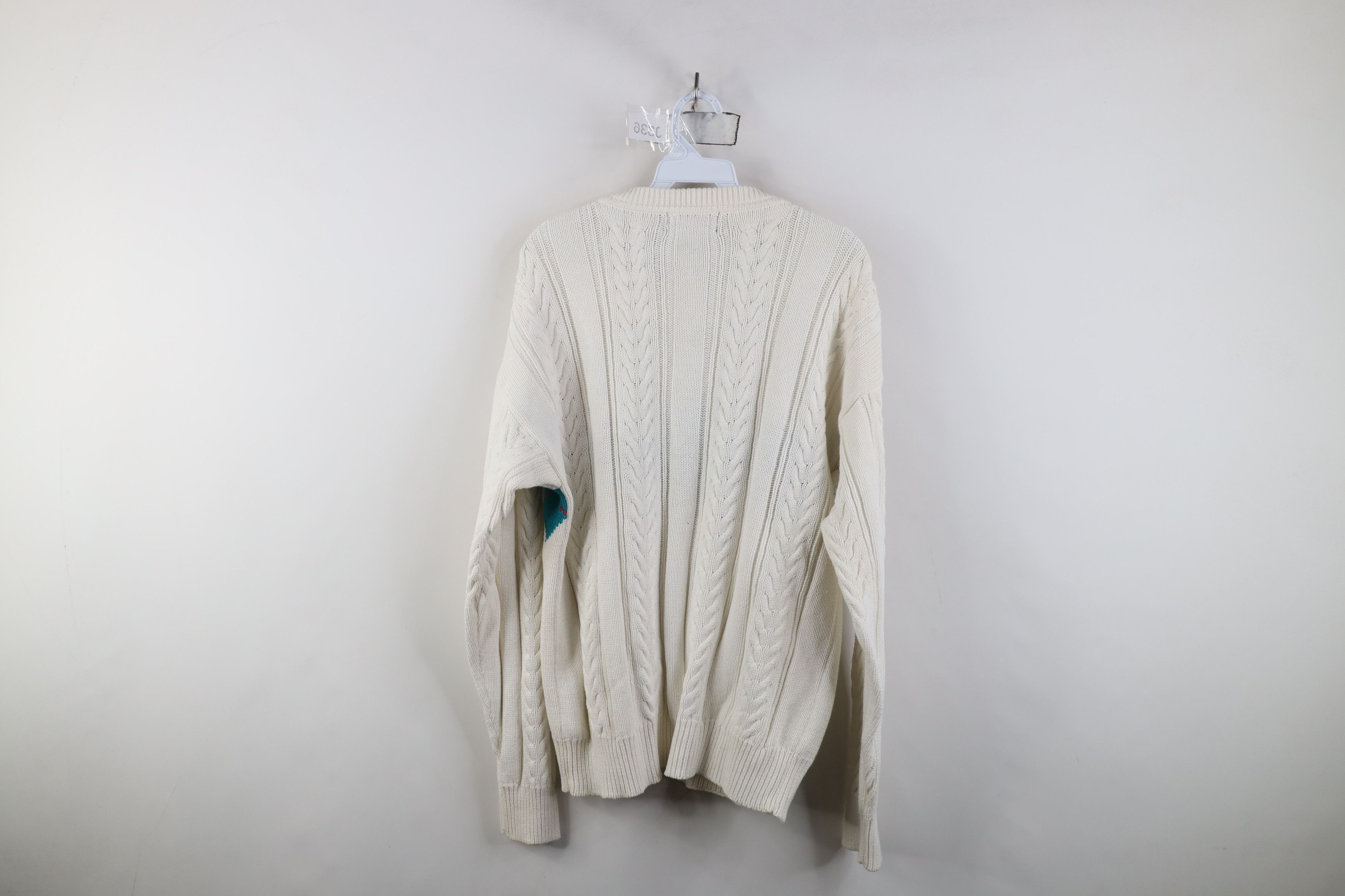 Vintage Vintage 90s Streetwear Diamond Chunky Cable Knit Sweater Size US L / EU 52-54 / 3 - 11 Thumbnail