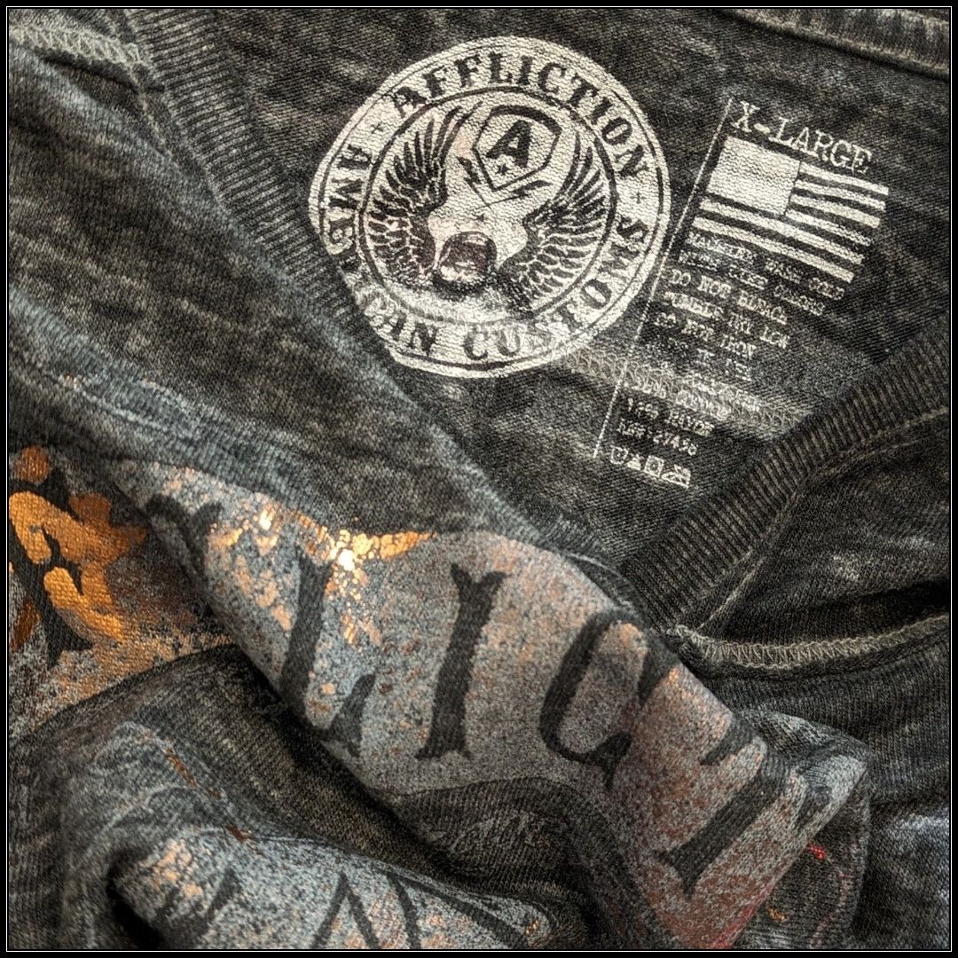 Affliction AFFLICTION American Customs Skull T-Shirt Red Gold Foil XL Size US XL / EU 56 / 4 - 8 Thumbnail