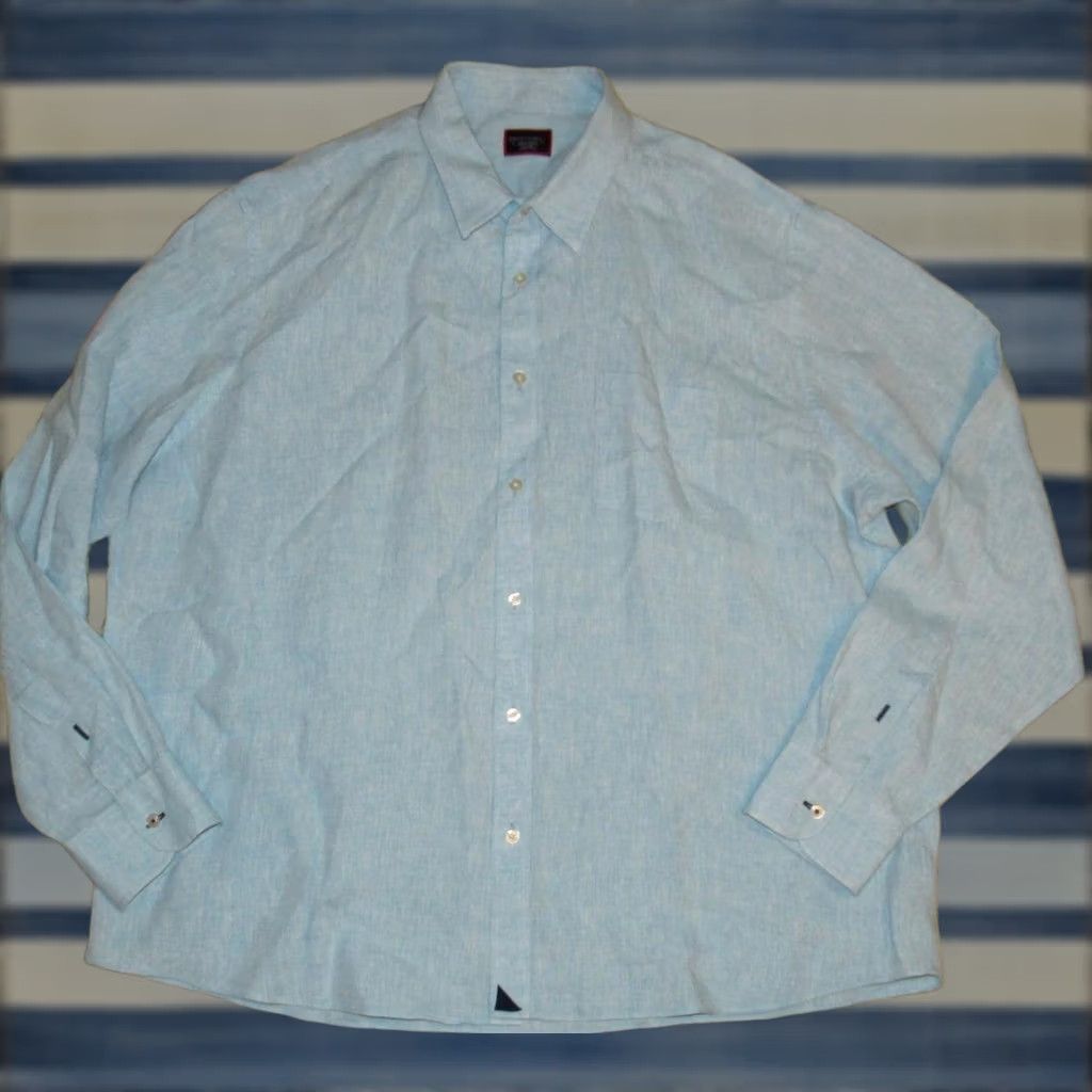 UNTUCKit UNTUCKIT Blue Linen Long Sleeve Button-Down Shirt 3XL Mens Size US XXL / EU 58 / 5 - 1 Thumbnail
