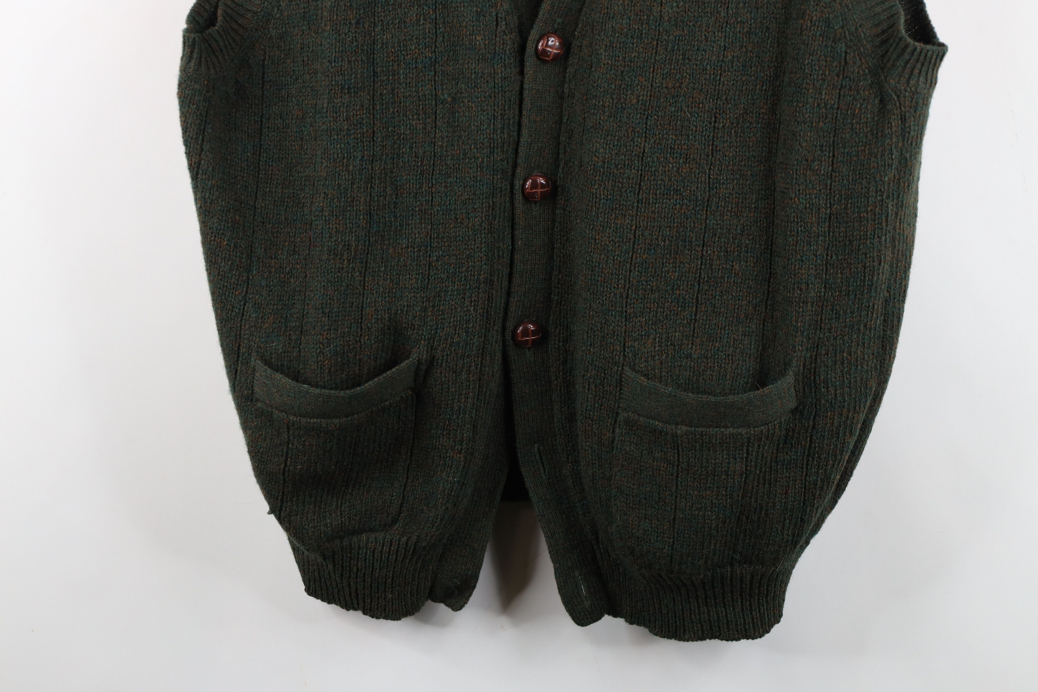 Vintage Vintage 90s Streetwear Ribbed Cardigan Sweater Vest Green Size US XL / EU 56 / 4 - 3 Thumbnail