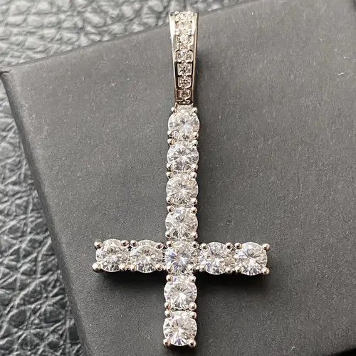VIBE Upside Down Cross Inverted Diamond Pendant w/ 20" Rope Chain Size ONE SIZE - 7 Thumbnail