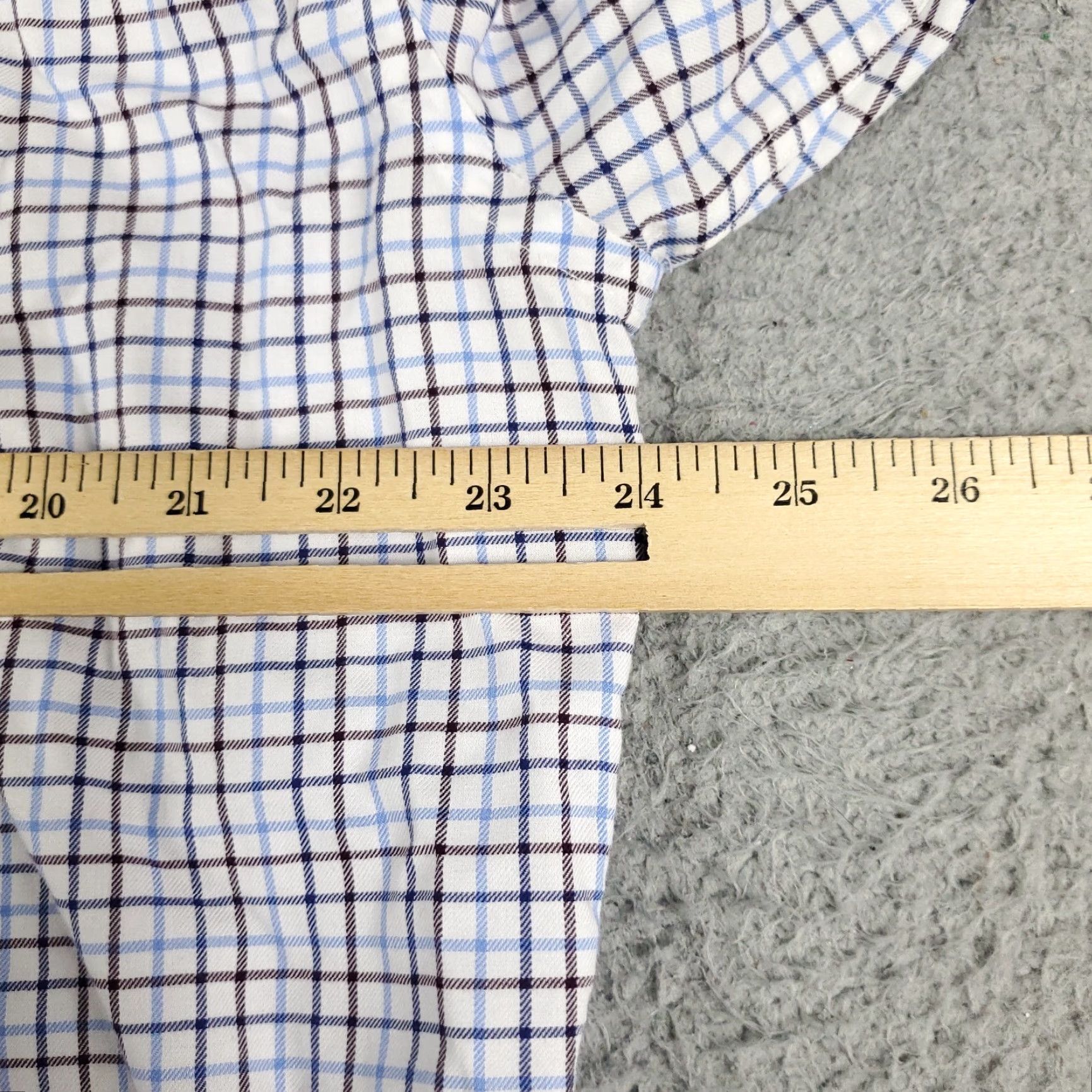Tommy Hilfiger Tommy Hilfiger Dress Shirt Mens 16.5 Blue Check Long Sleeve Button-Down Regular Fit Size 42R - 5 Thumbnail