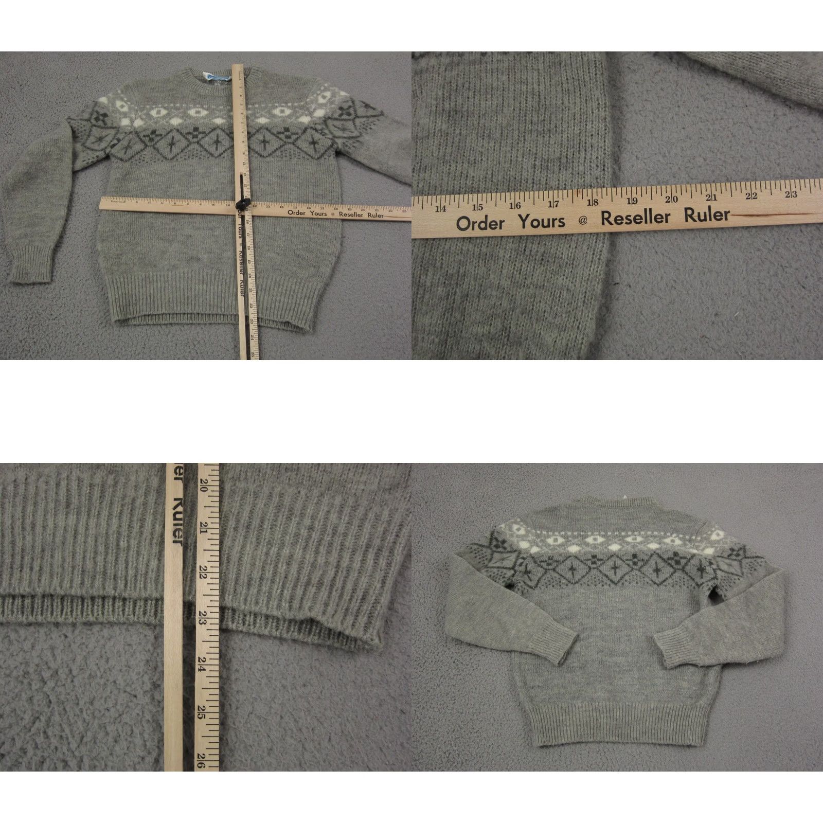 Vintage VINTAGE Cranbrook Sweater Womens Medium Gray White Wool Knit Diamond Star 90s Size M / US 6-8 / IT 42-44 - 8 Thumbnail
