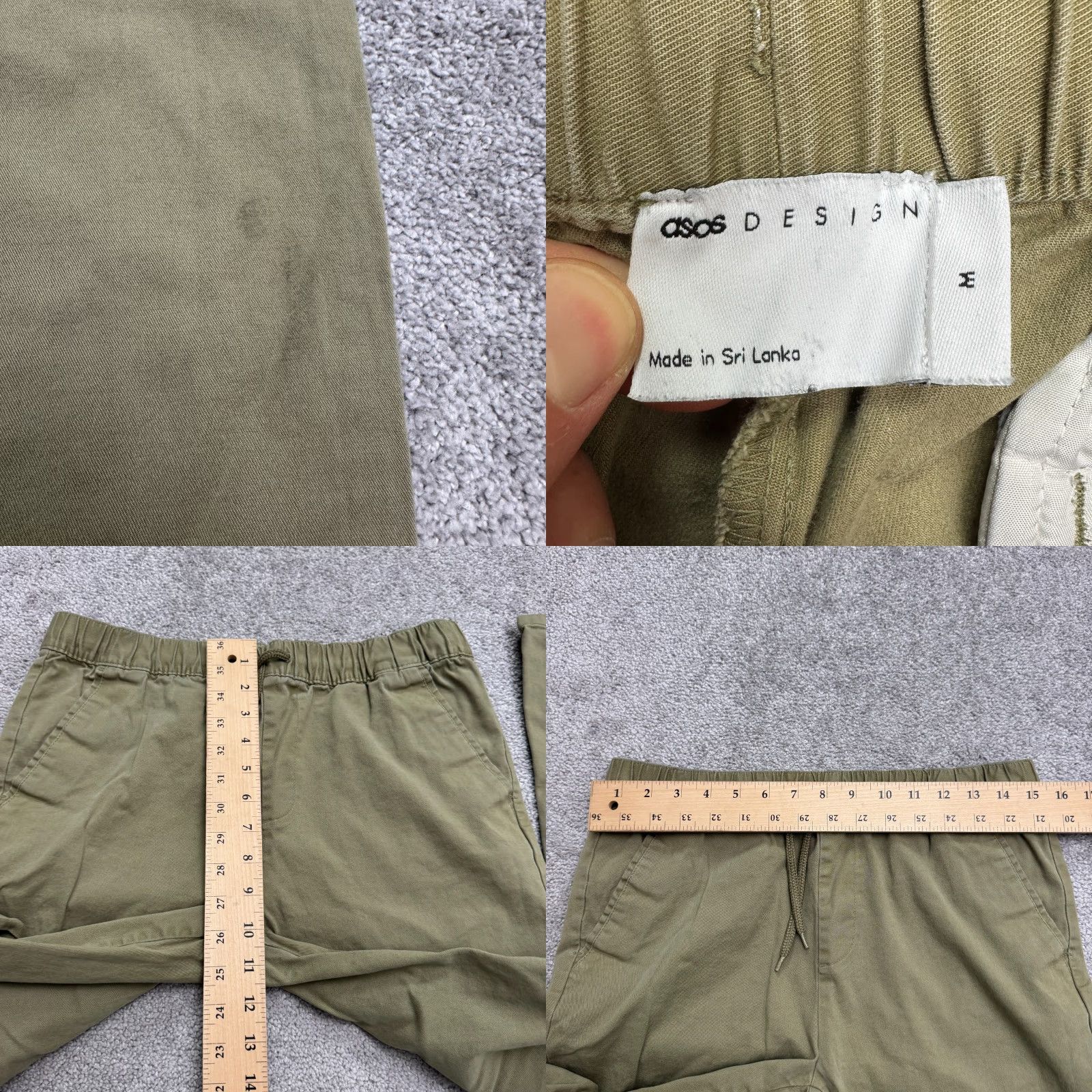 Asos ASOS DESIGN Chino Pants Mens Medium Olive Green Straight Leg 30x27 Casual 30in Inseam Cotton Slim Fit Mens Clothing Size US 31 - 8 Thumbnail