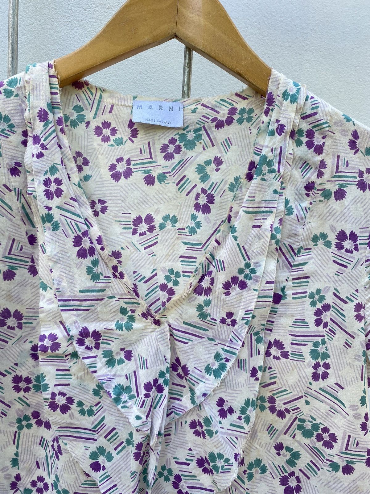 Marni MARNI V-neck shirt with ruffles multi-colored floral pattern Size ONE SIZE - 10 Thumbnail