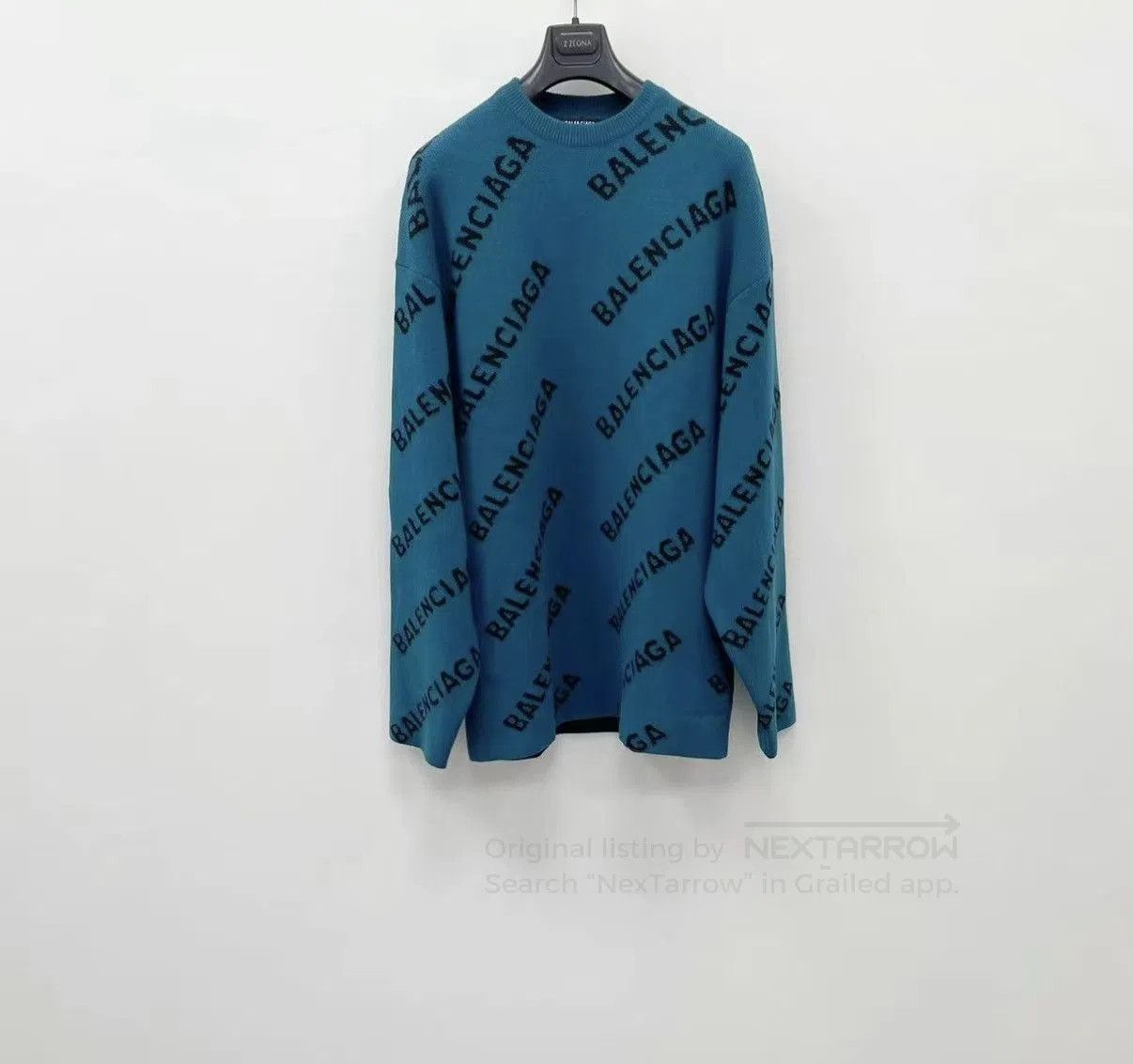 Balenciaga Blue Patterned Long Sleeve Sweater Size L. Size US L / EU 52-54 / 3 - 1 Thumbnail