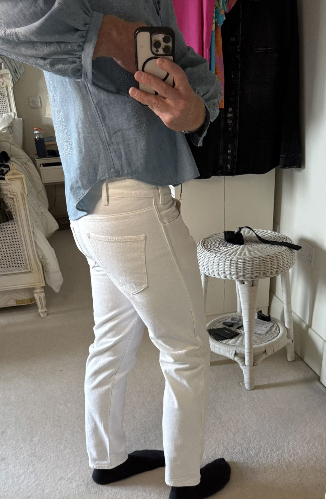 Celine Celine white jeans mid wasit slim leg 30 Hedi Slimane grail Size US 30 / EU 46 - 10 Thumbnail