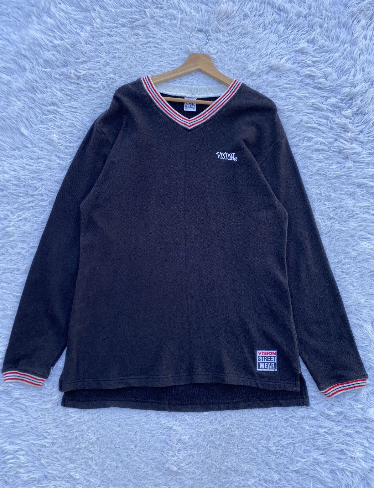 Vision Streetwear Rare Vintage 90s Vision Streetwear V Neck Sweatshirt Size US XL / EU 56 / 4 - 2 Thumbnail
