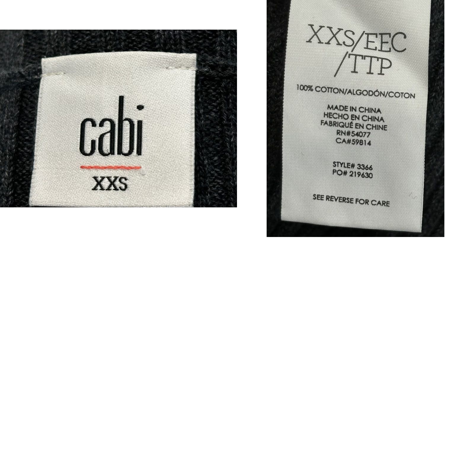 Vintage Cabi Cosmo Women's XXS Cardigan Sweater Galaxy Gray Oversized Ribbed Dolman V-Neck Long Sleeve Knit 100% Cotton Casual Classic Size XXS / US 00 / IT 34 - 8 Thumbnail