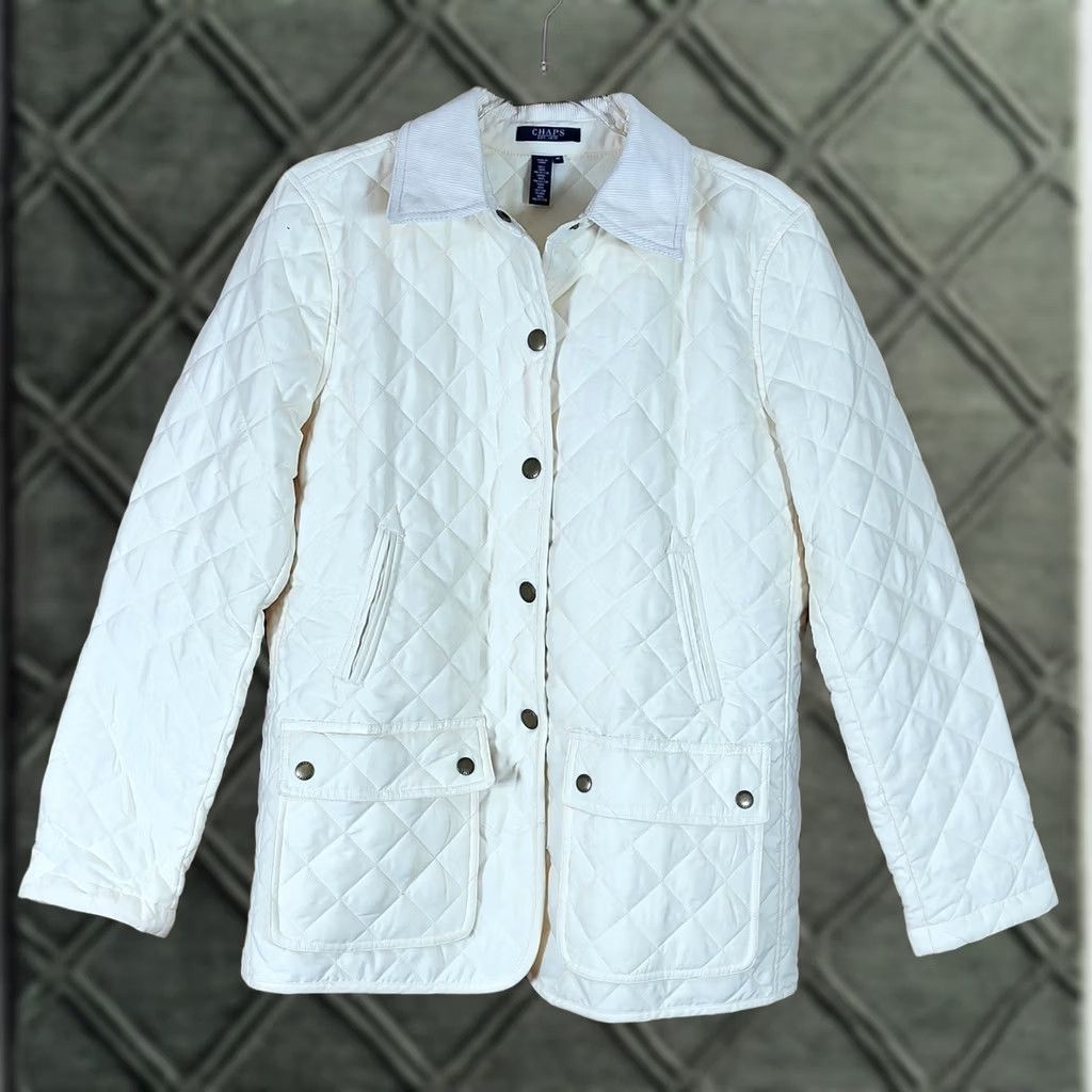 Chaps Chaps Quilted Jacket Womens M Cream Corduroy Collar Size M / US 6-8 / IT 42-44 - 1 Thumbnail