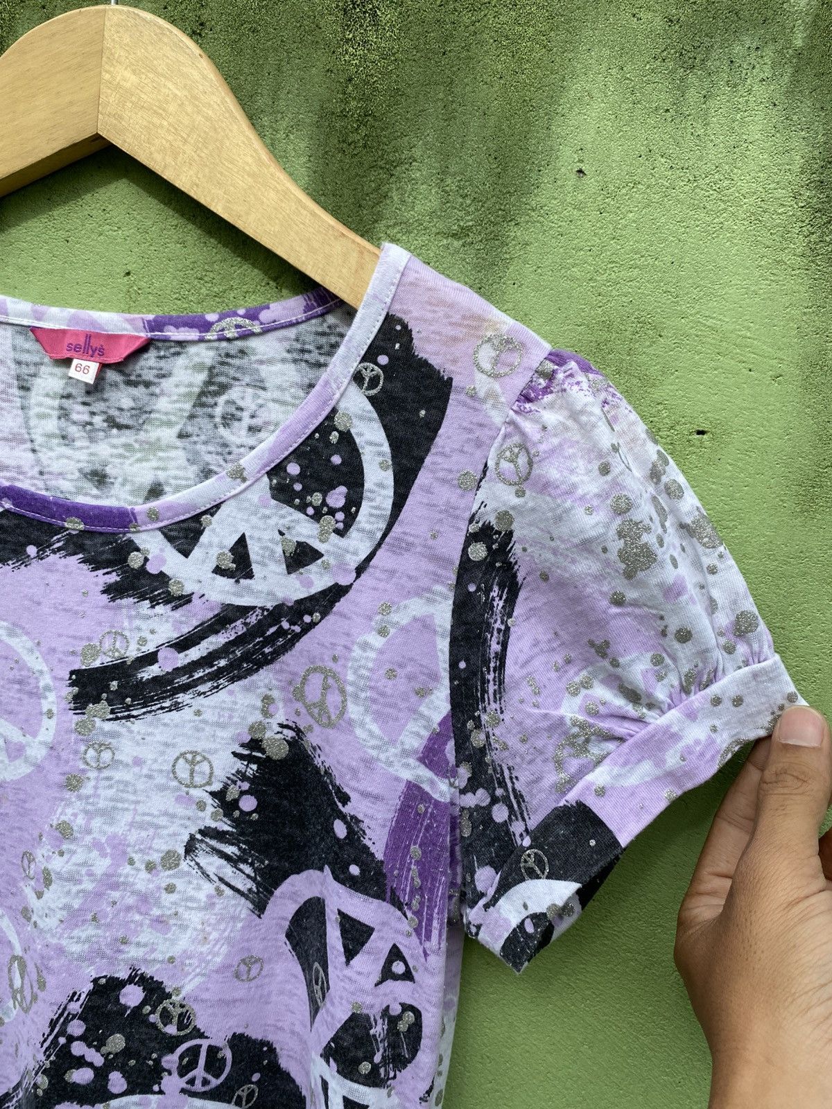 Japanese Brand Selly’s Vintage Purple Peace Tee Dress Y2K Grunge Aesthetic Size M / US 6-8 / IT 42-44 - 5 Thumbnail