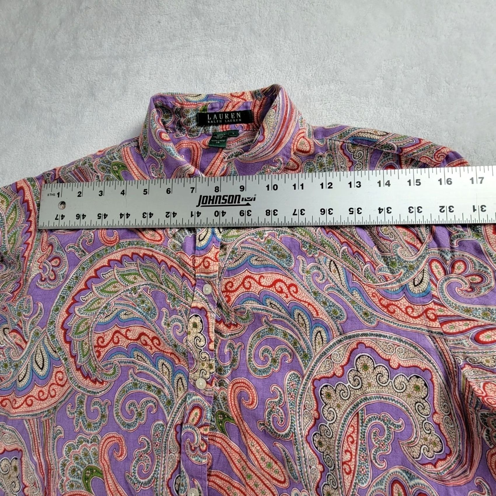 Ralph Lauren Lauren Ralph Lauren Women Paisley Linen Button-Up Blouse Shirt Large Multicolor Size L / US 10 / IT 46 - 6 Thumbnail