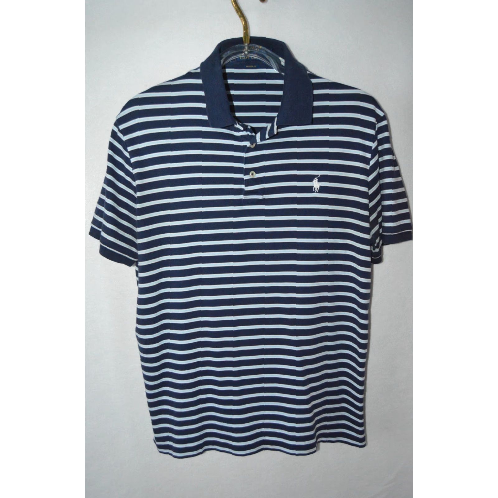 Polo Ralph Lauren Polo Ralph Lauren Men's Polo SS Shirt Blue Stripe Cotton Large Shirt Size US L / EU 52-54 / 3 - 2 Thumbnail