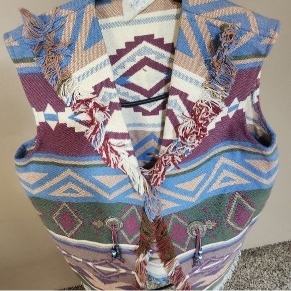 Vintage Head over Heels Aztek Southwest Heavy Fringed Sz. XL Vest Size XL / US 12-14 / IT 48-50 - 3 Thumbnail