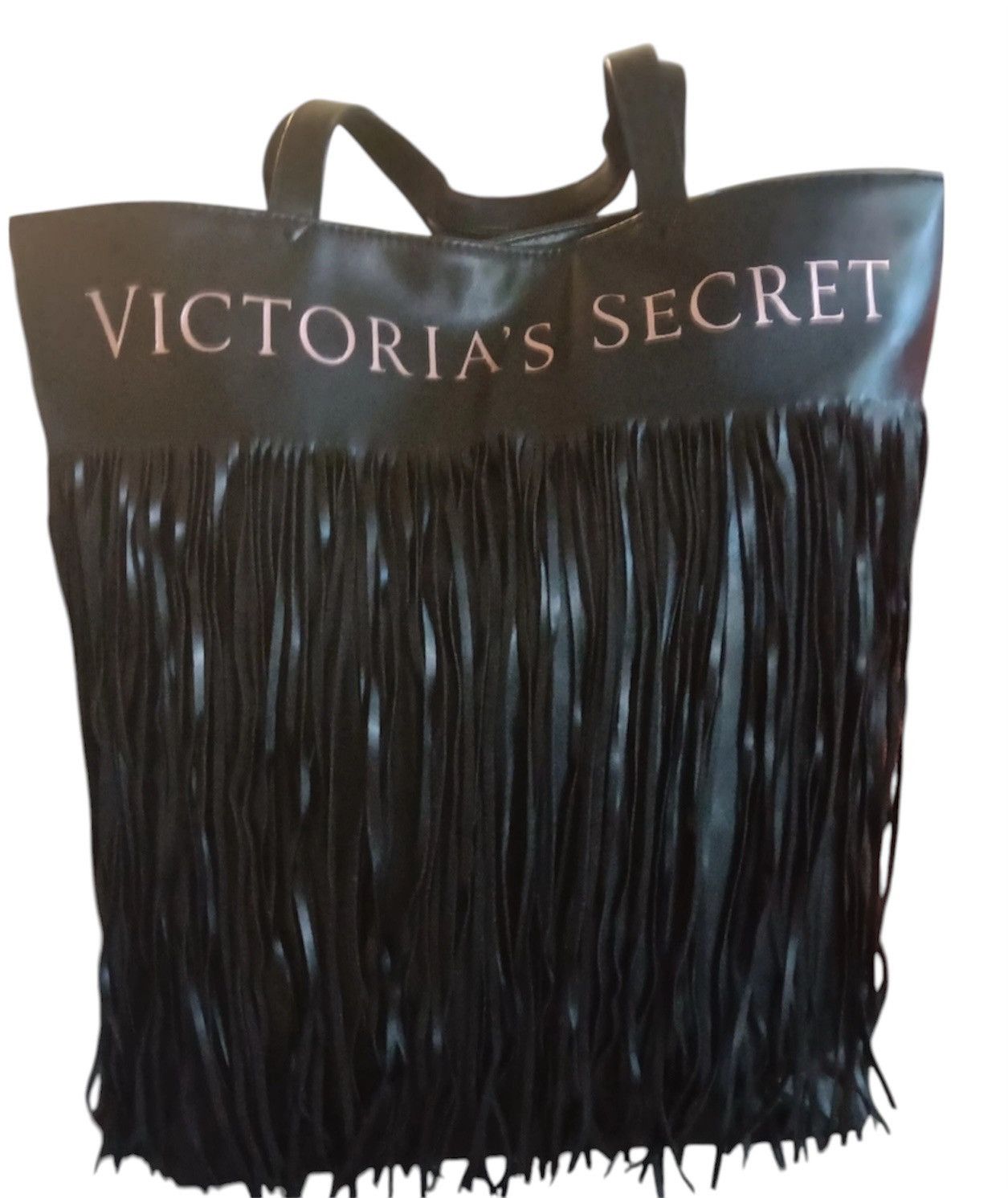 Victorias Secret VictoriaS Secret Black Fringe Tote Shoulder Bag, Women's